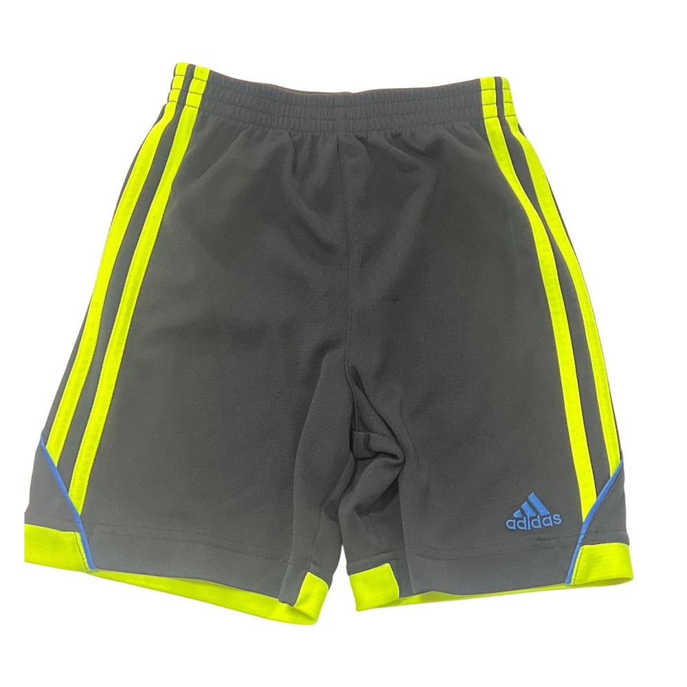 Adidas Kids Black Neon Green Blue Athletic Shorts Boys 5 Sporty Loungewear